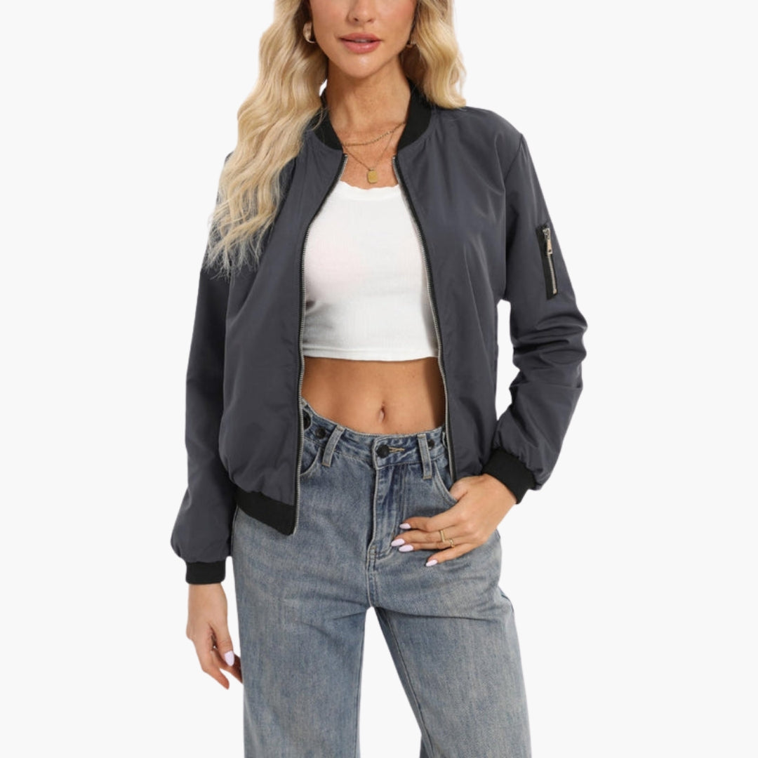 Blusão bomber feminino com fecho de correr