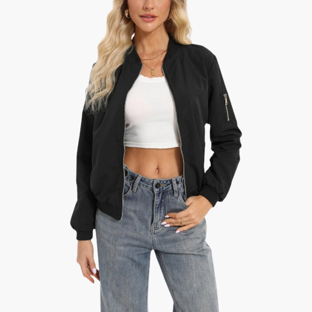Blusão bomber feminino com fecho de correr