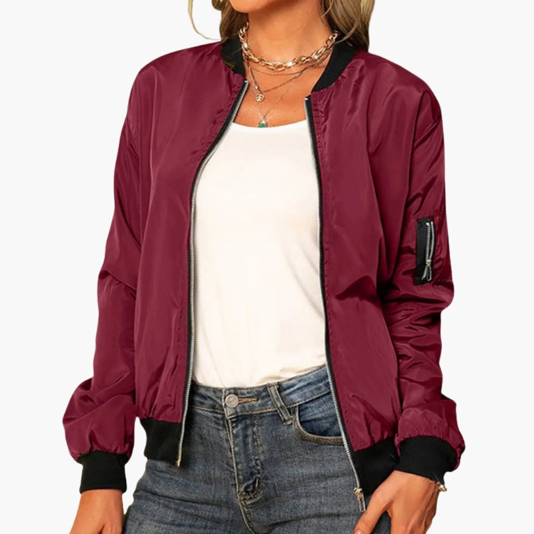 Blusão bomber feminino com fecho de correr