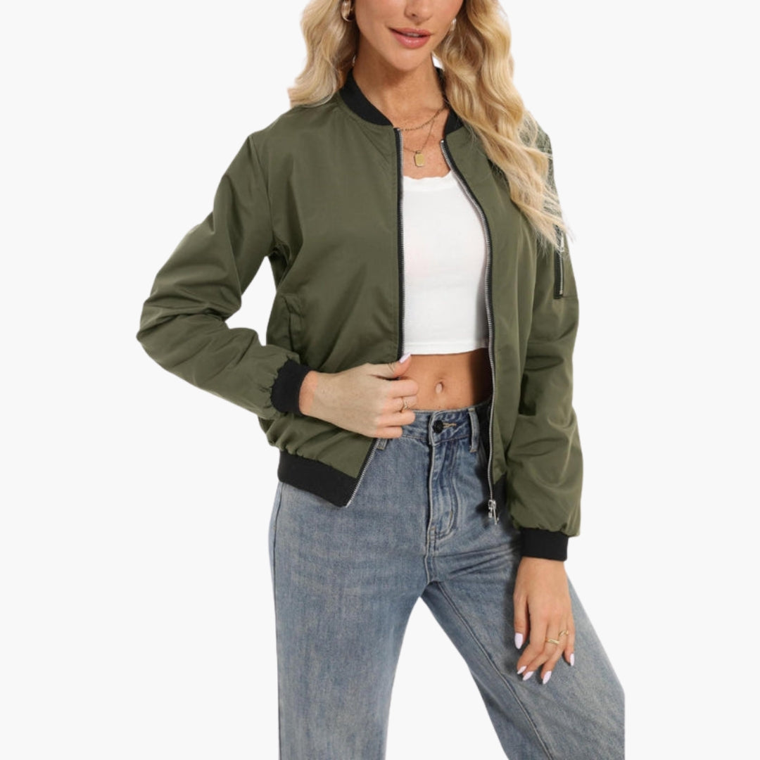 Blusão bomber feminino com fecho de correr