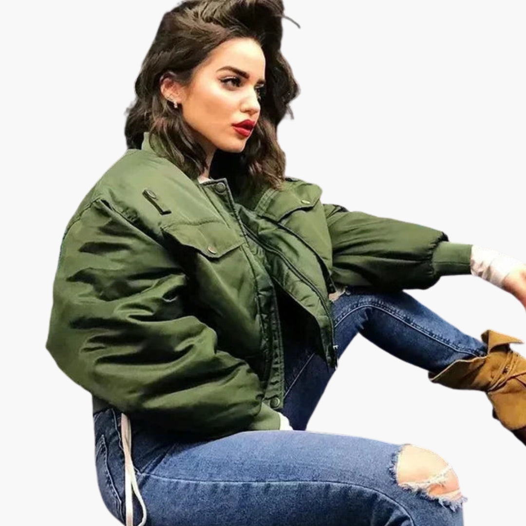 Women's bomber jacket with front pockets