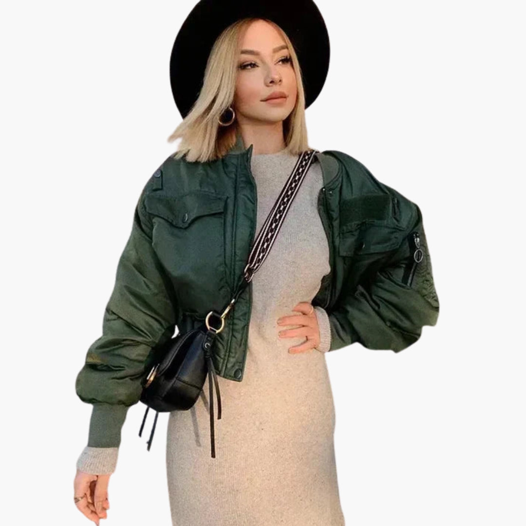 Women's bomber jacket with front pockets
