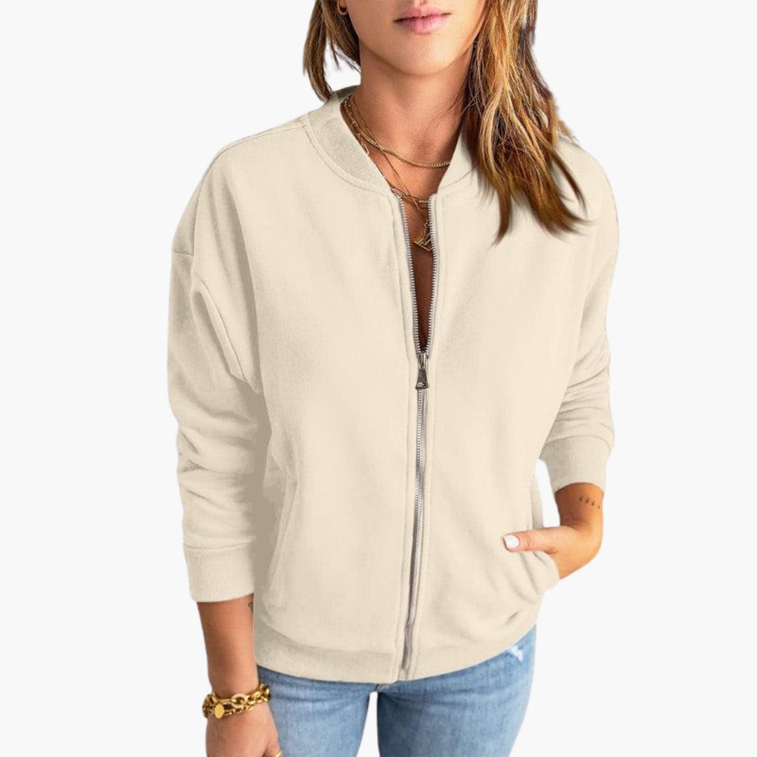 Blouson bomber femme avec poignets côtelés