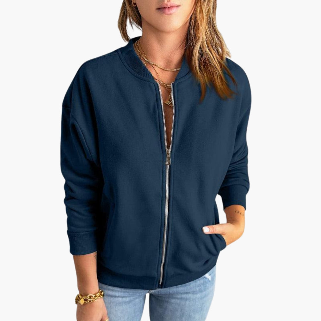 Blouson bomber femme avec poignets côtelés