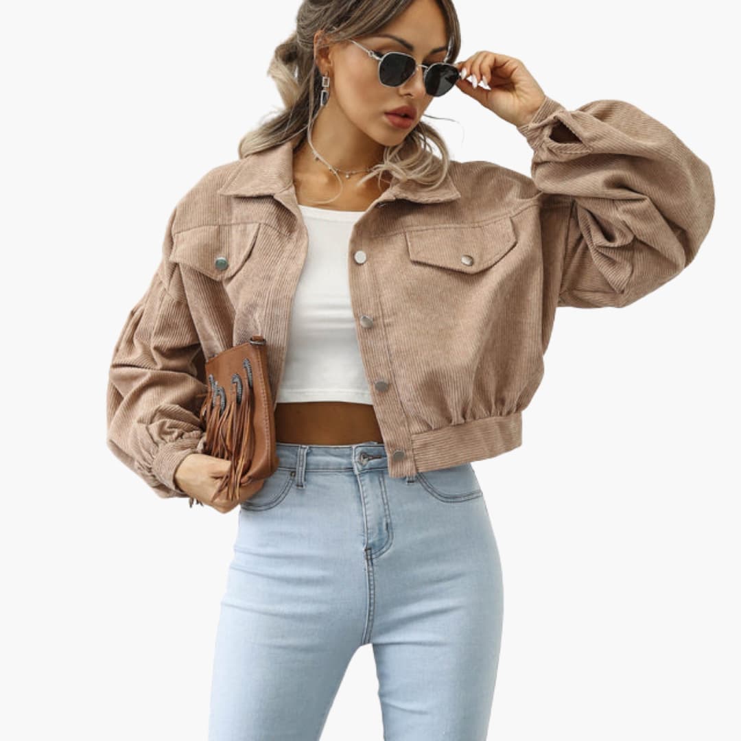 Bomber donna con chiusura lampo e finiture a coste
