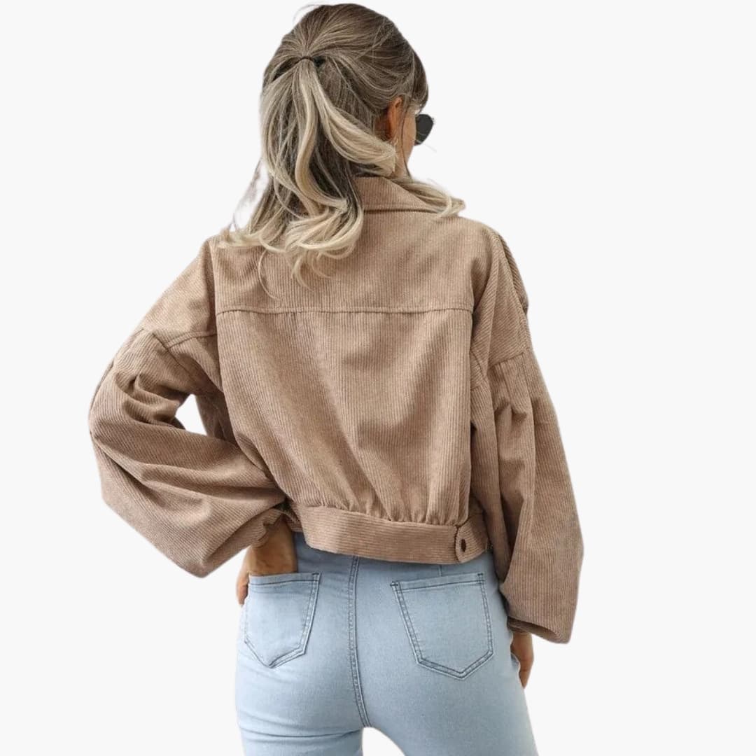 Bomber donna con chiusura lampo e finiture a coste
