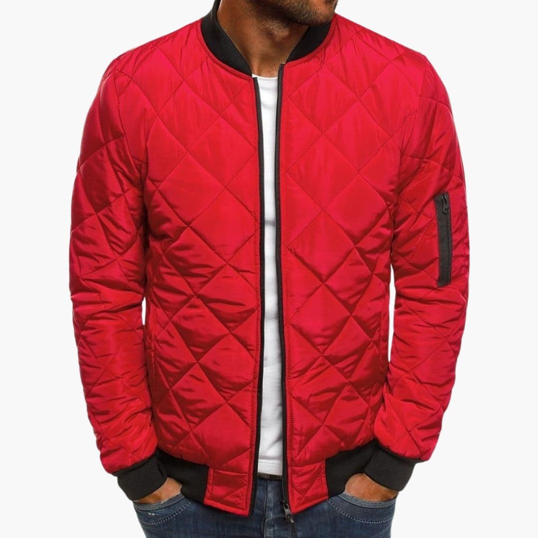 Bomber Homme Matelassé à Fermeture Zippée avec Col