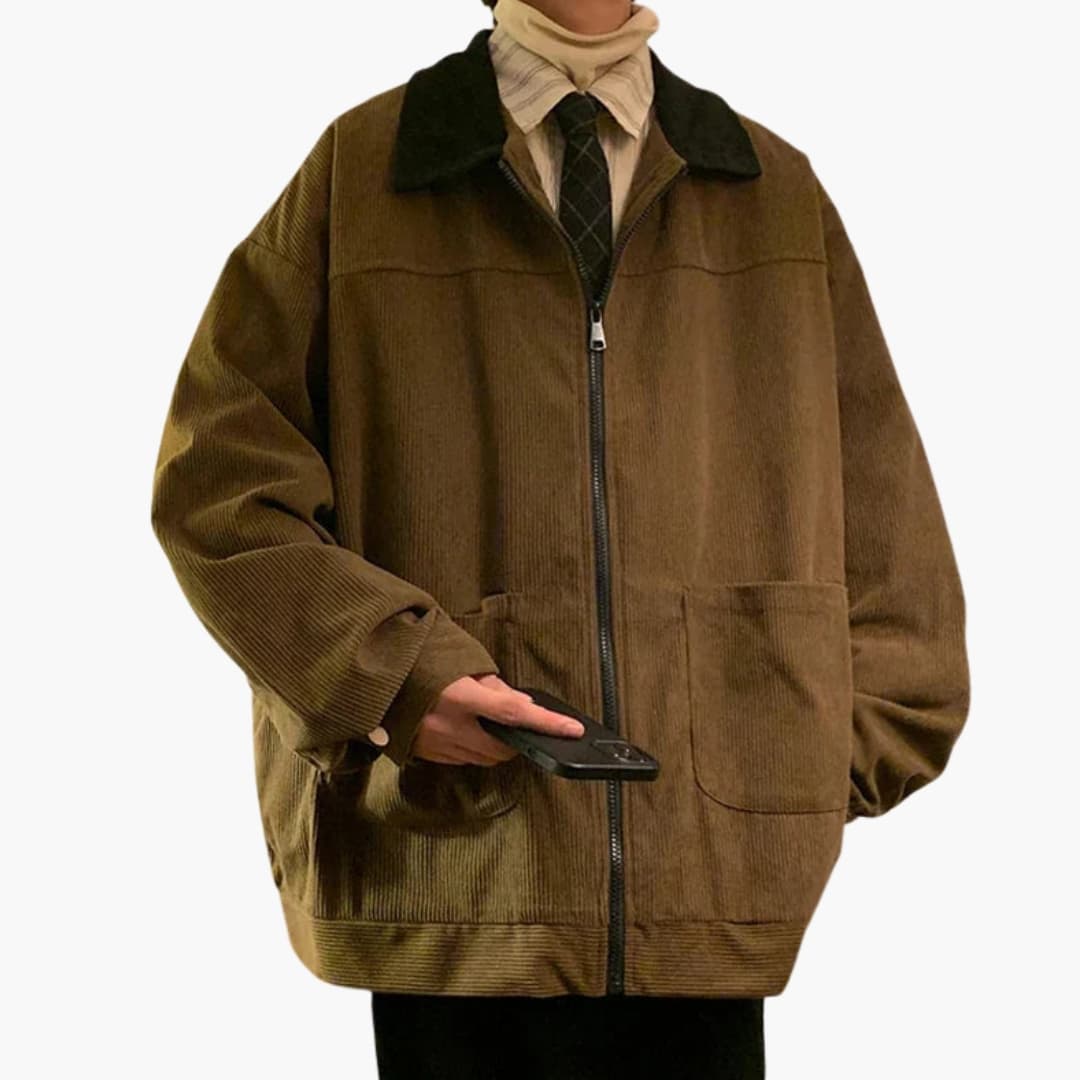 Bomber Homme en Velours Côtelé à Zip