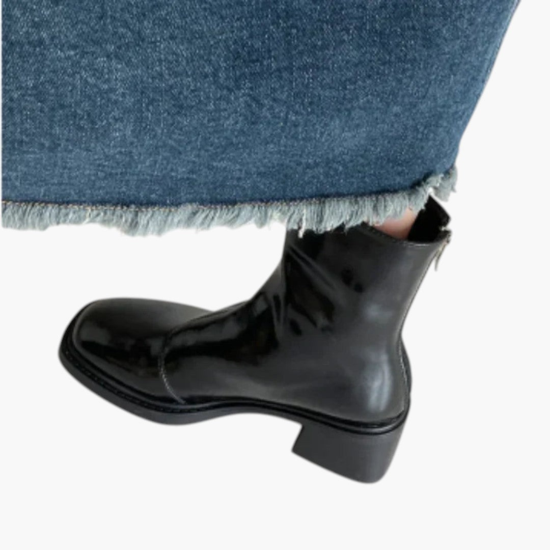 Bottes Cheville Femme avec Bout Carré et Talon Bloc
