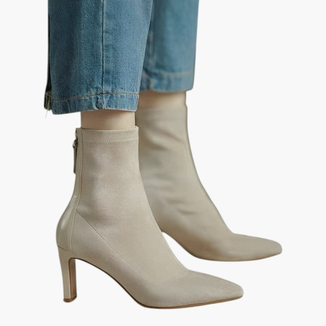 Bottes Cheville Femme avec Bout Pointu et Fermeture Zippée