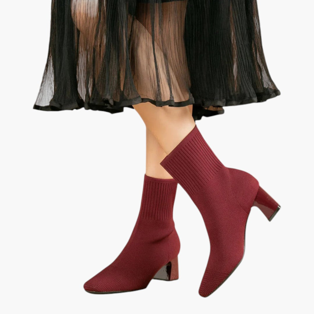 Bottes Confortables Femme avec Talon Haut et Surface Texturée