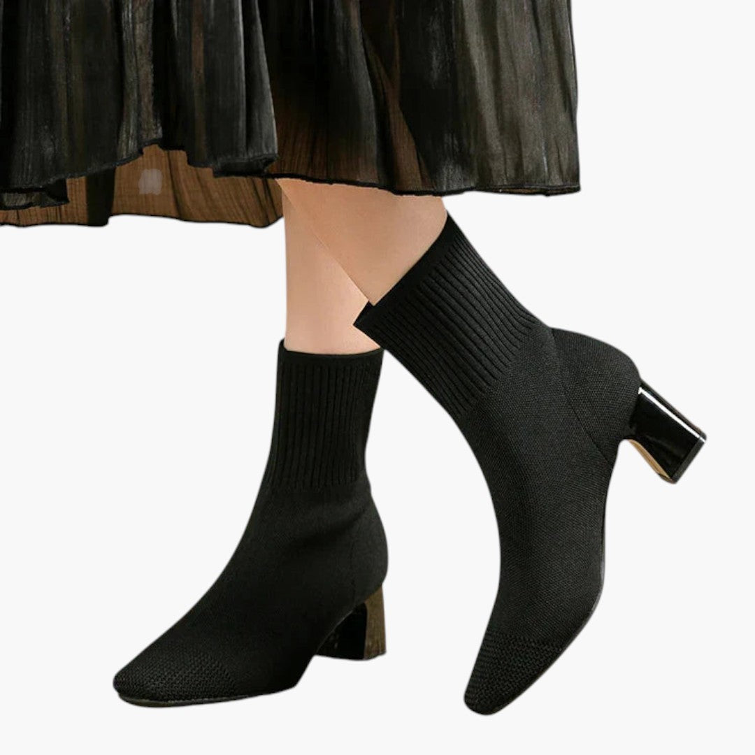 Bottes Confortables Femme avec Talon Haut et Surface Texturée