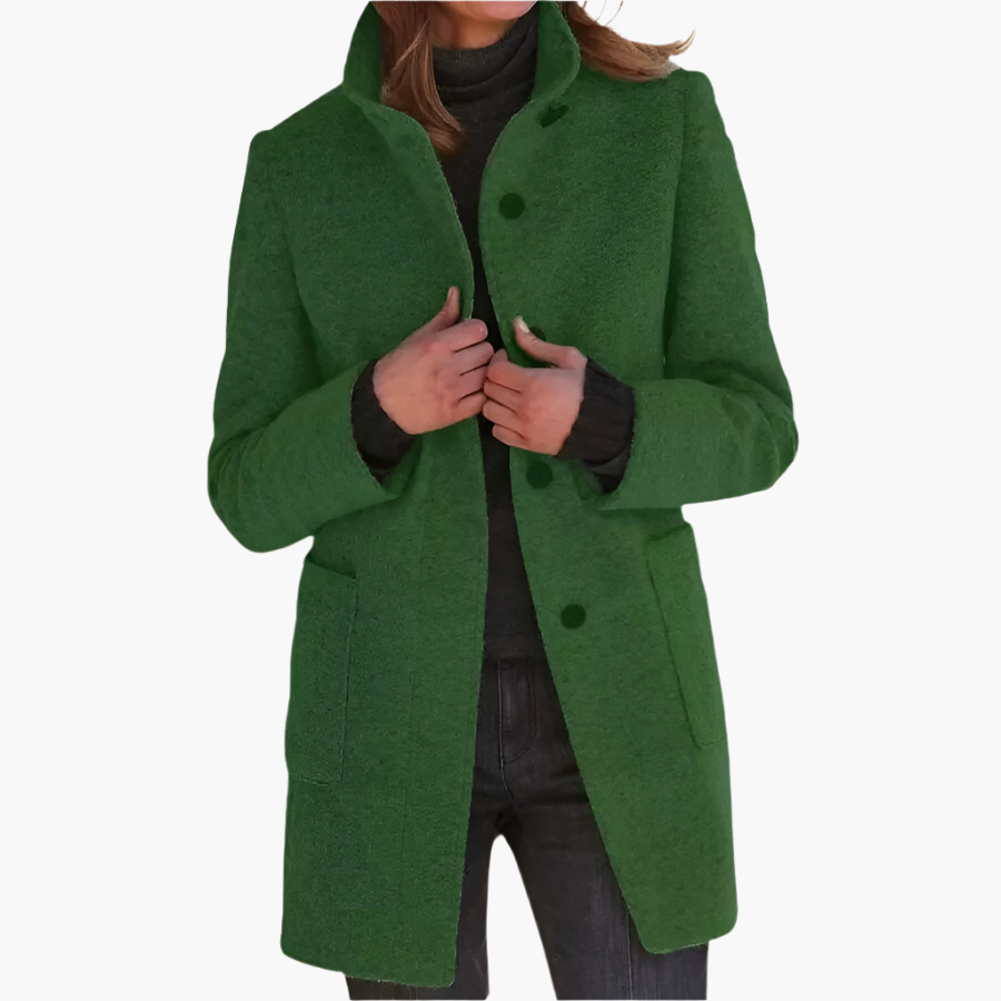 Manteau Femme à Col Montant et Grandes Poches