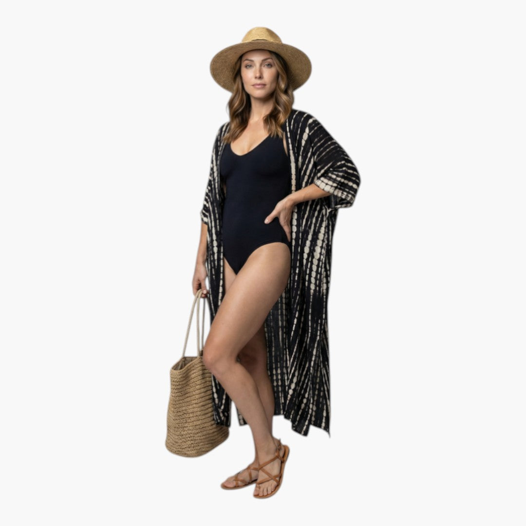 Cache maillot donna con davanti aperto e maniche a tre quarti