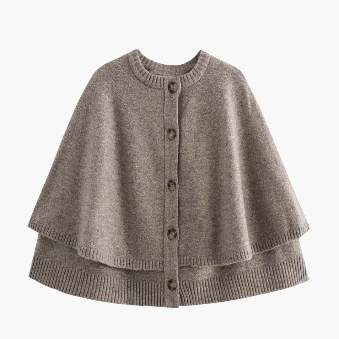 Cape Cardigan Femme Maille avec Boutons