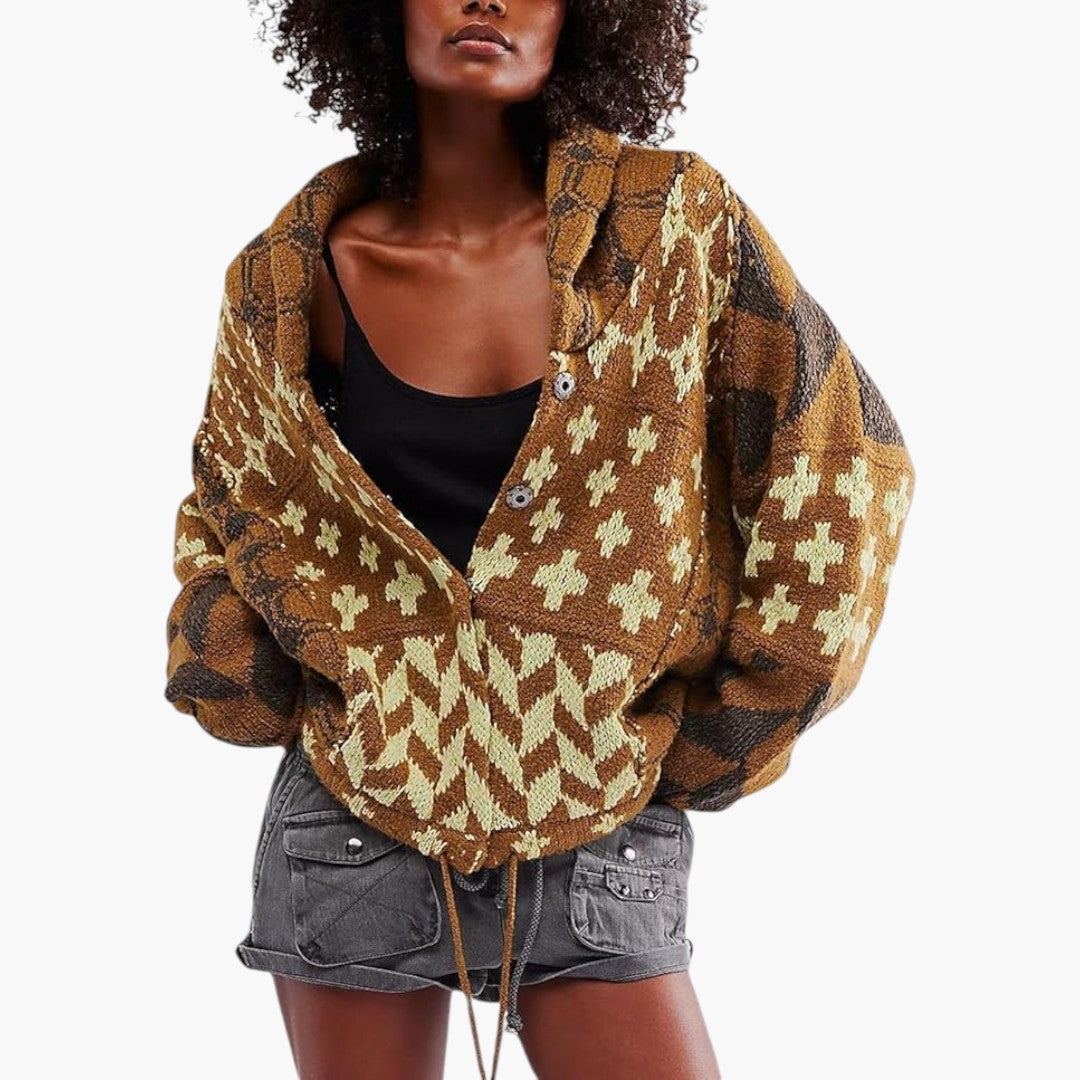 Damen-Cardigan mit Knopfleiste und langen Ärmeln