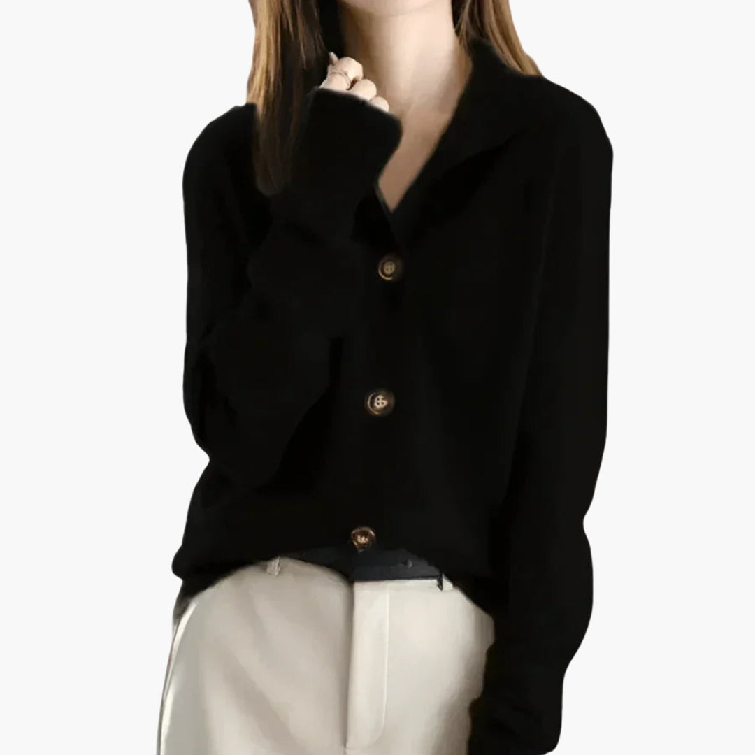 Cardigan femme avec boutons et poignets côtelés
