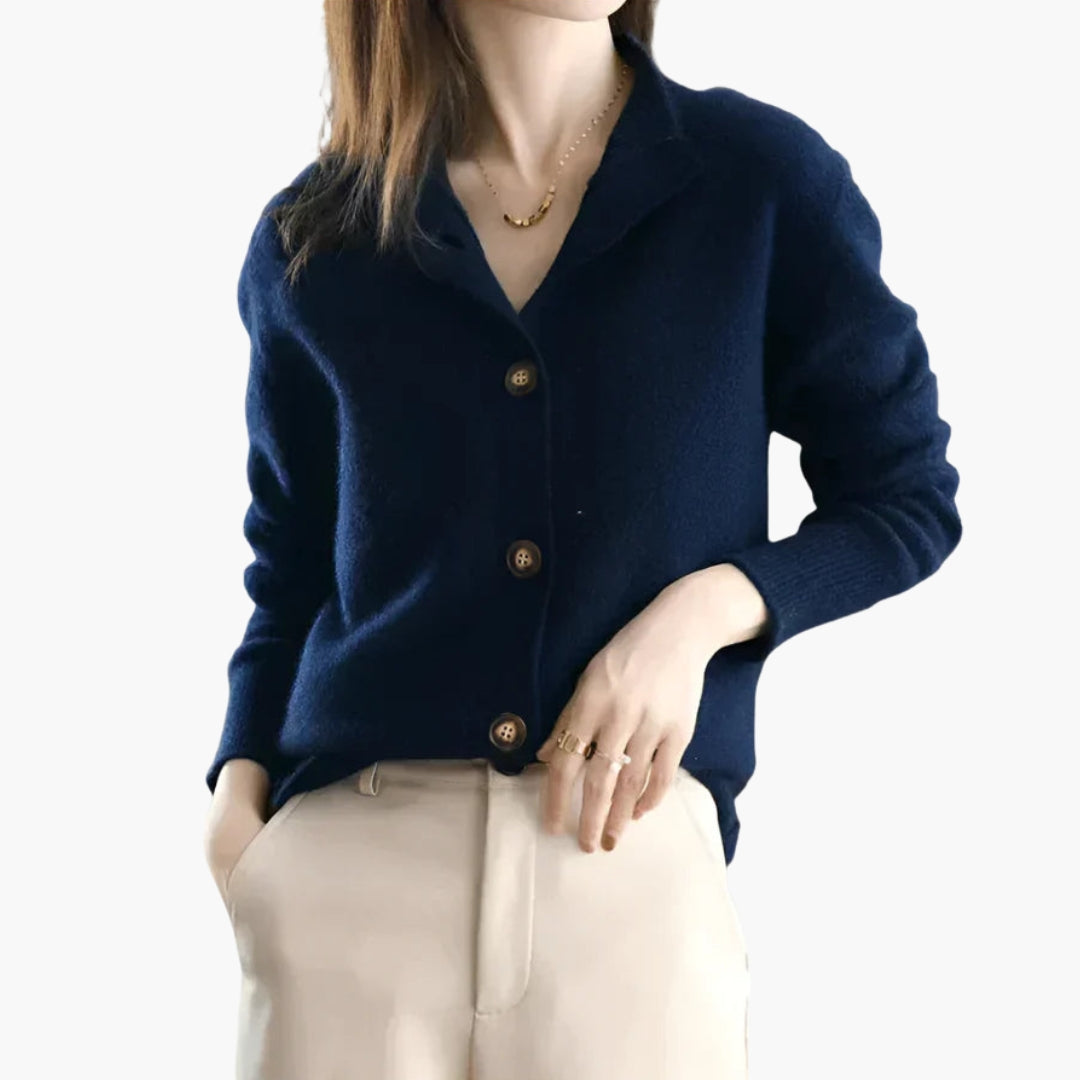 Cardigan femme avec boutons et poignets côtelés
