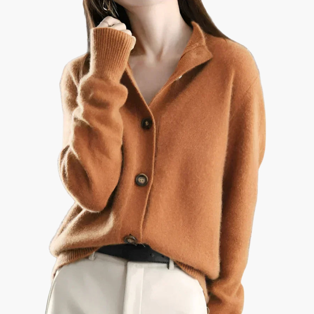 Cardigan femme avec boutons et poignets côtelés