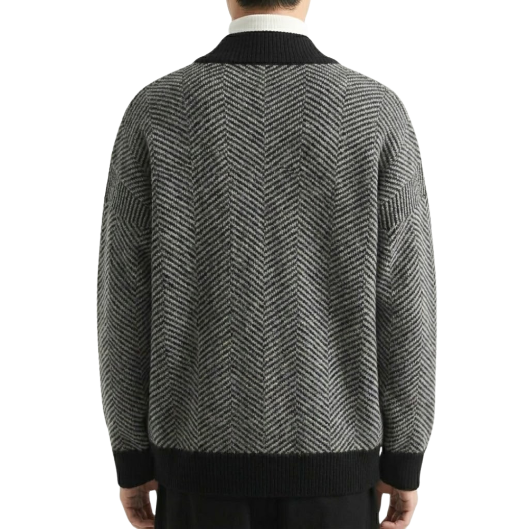 Cardigan homme en maille avec col V