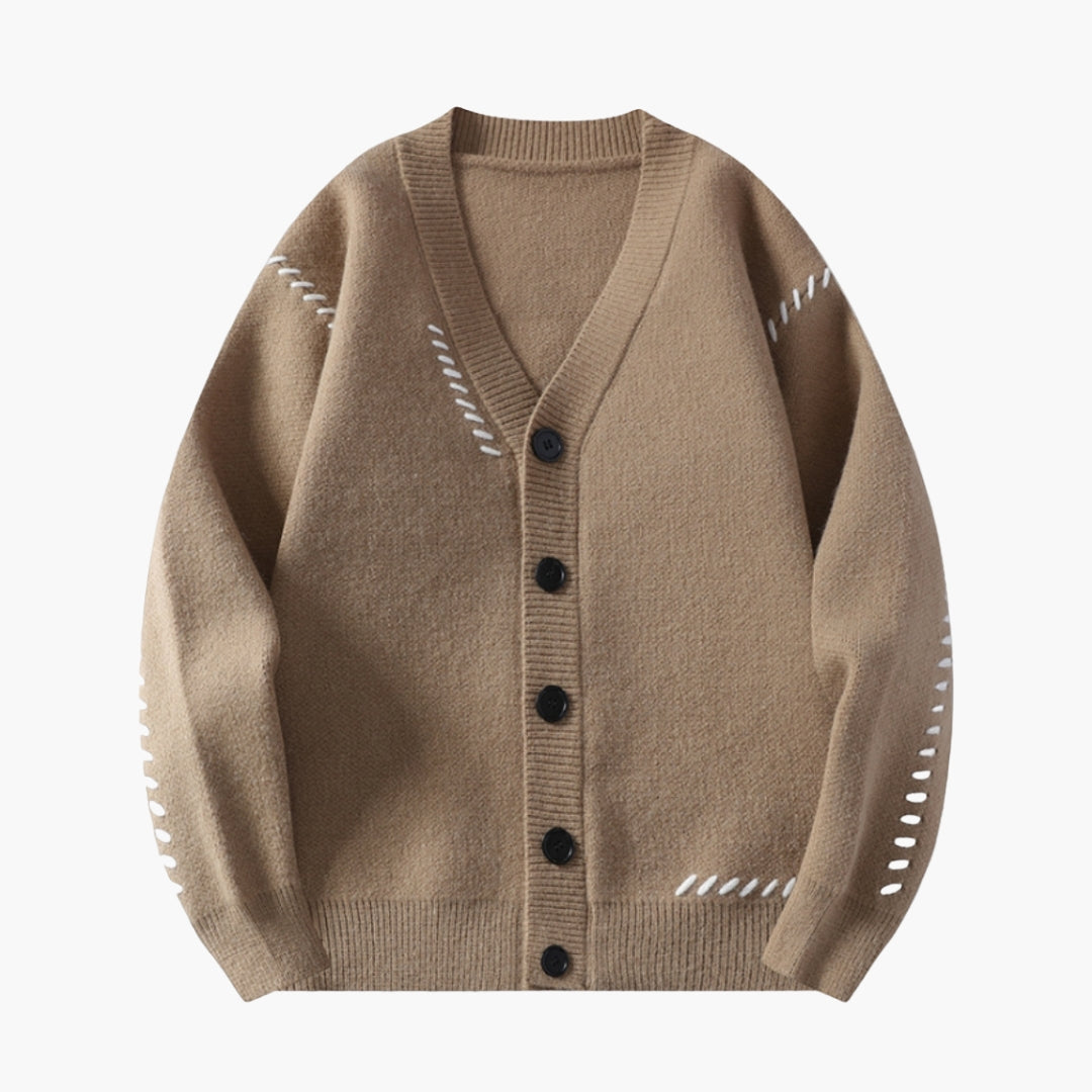 Men's knitted cardigan with button closure