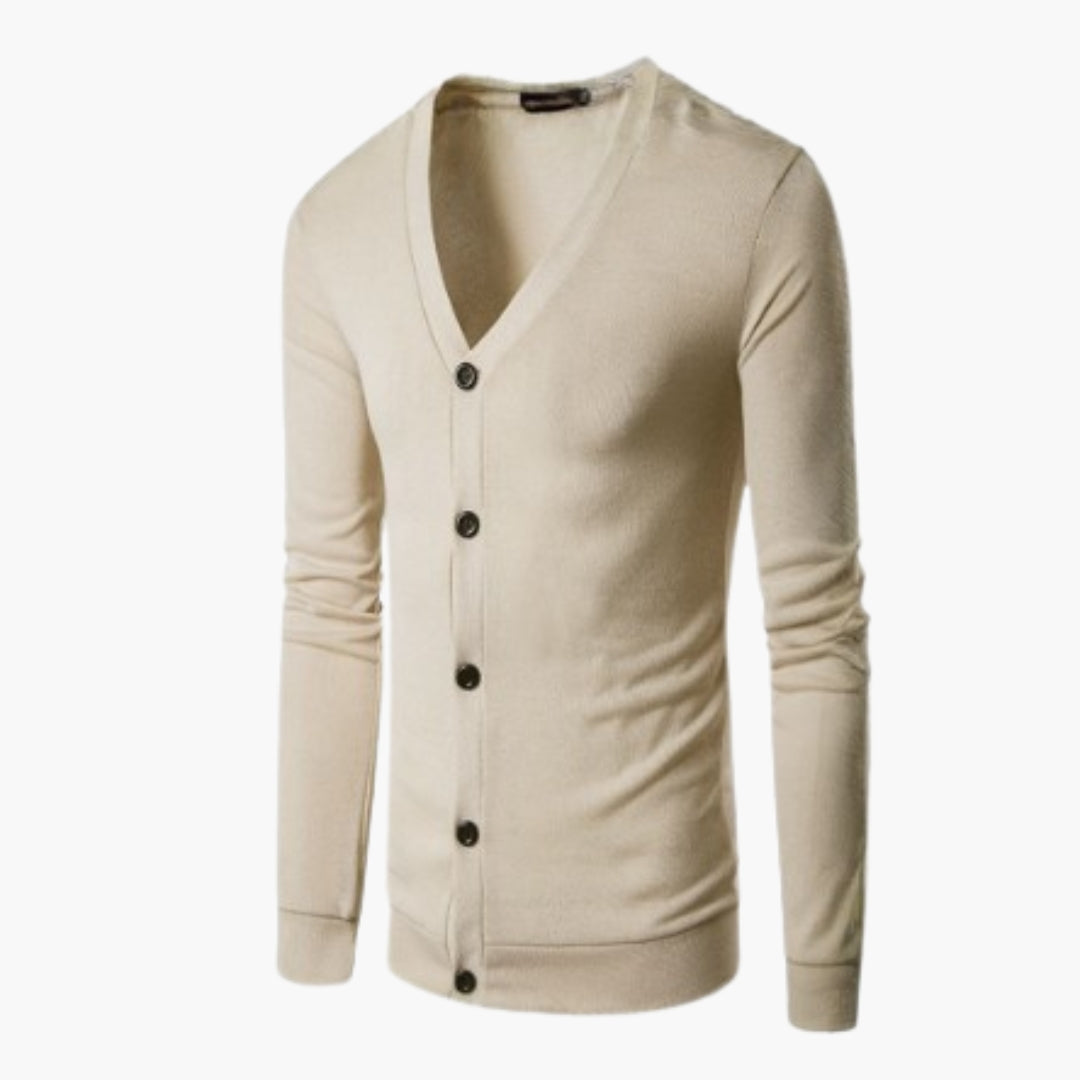Herre cardigan i strik med åbning foran