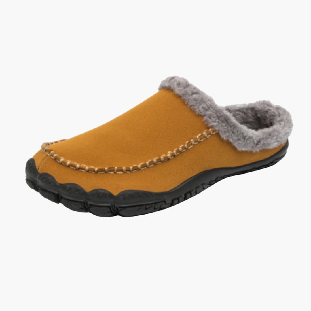 Chaussons Homme Sans Fermeture avec Semelle Antidérapante et Intérieur Tissu