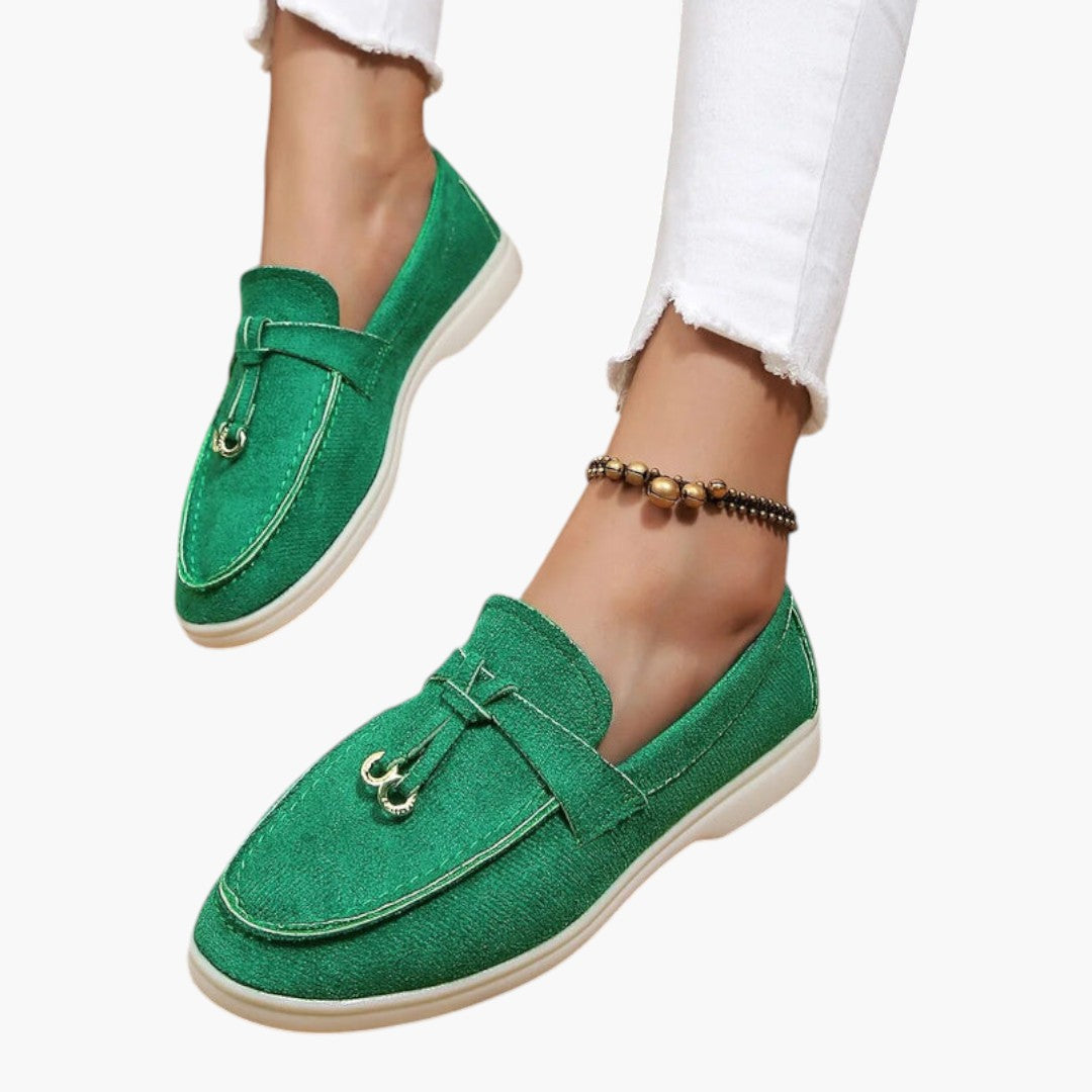 Damen Mokassins mit Veloursleder-Finish und flacher Sohle