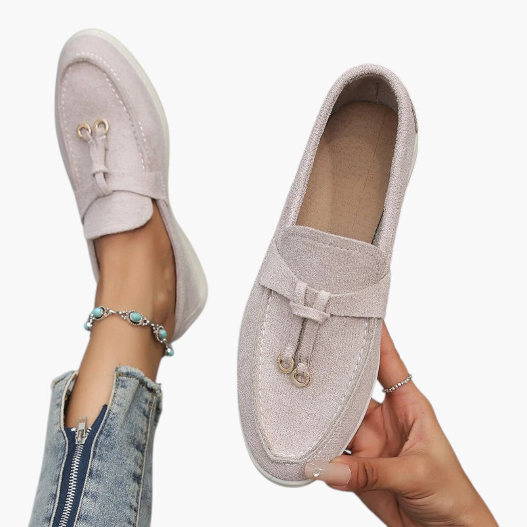 Damen Mokassins mit Veloursleder-Finish und flacher Sohle