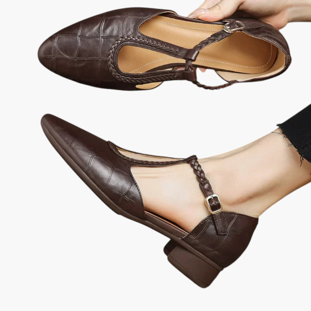 Chaussures Femme Plates avec Bride Tressée et Bout Pointu