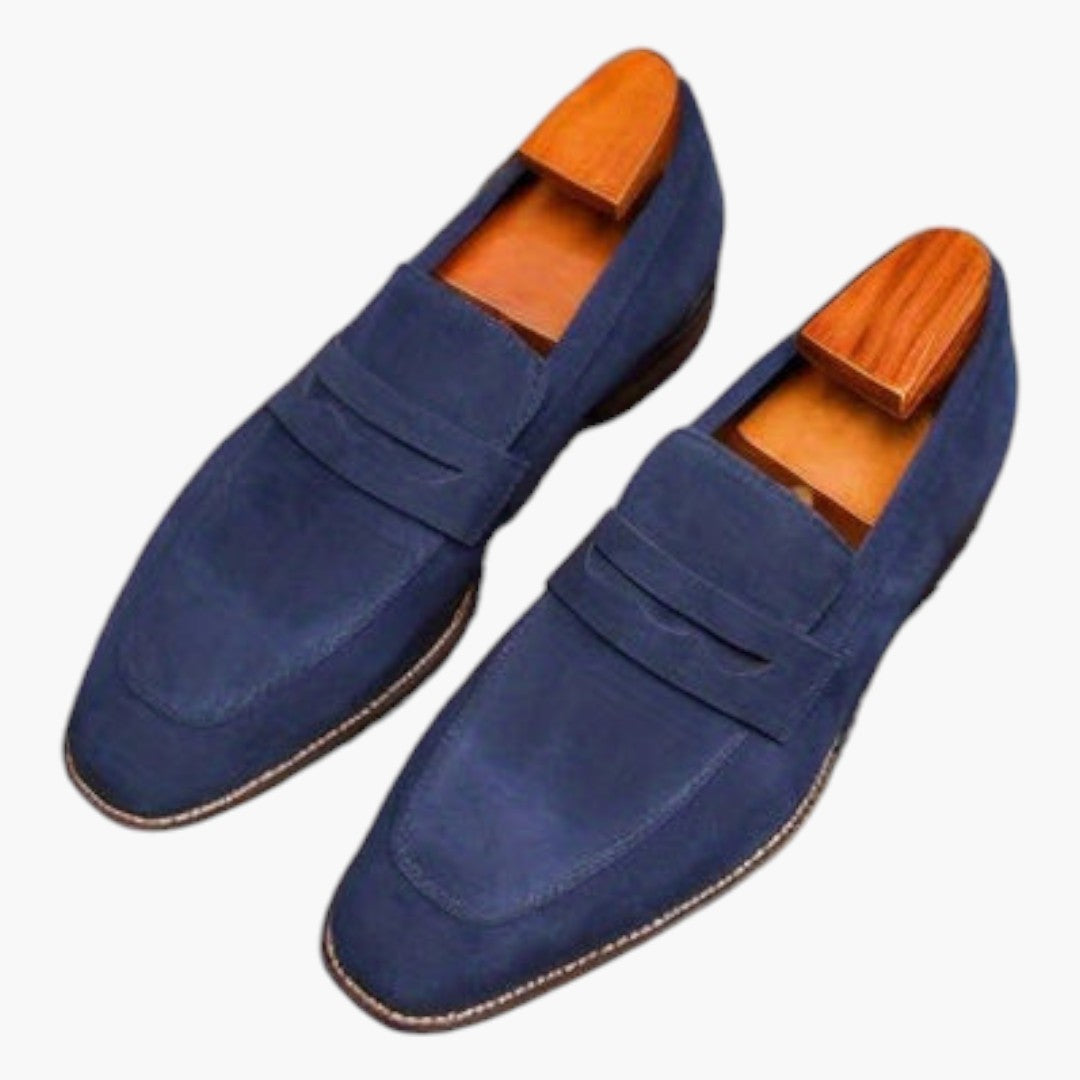 Sapatos Homem Slip On com Biqueira Redonda e Sola de Borracha