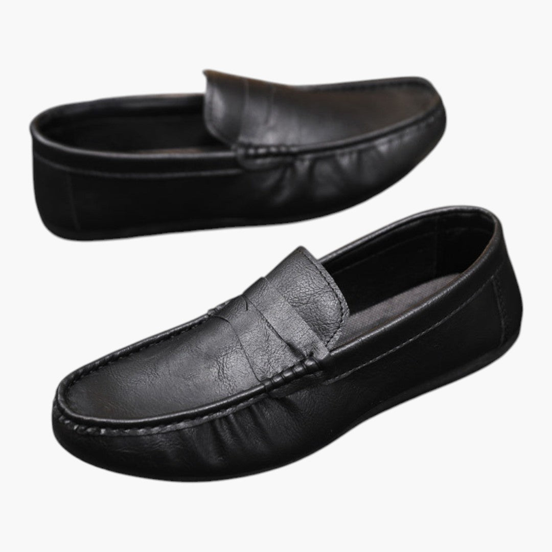 Sapatos Homem Slip On com Sola de Borracha e Biqueira Redonda