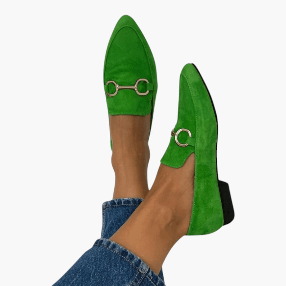 Women's Suede-Finish Loafers with Metallic Detail