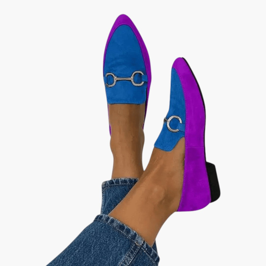 Women's Suede-Finish Loafers with Metallic Detail