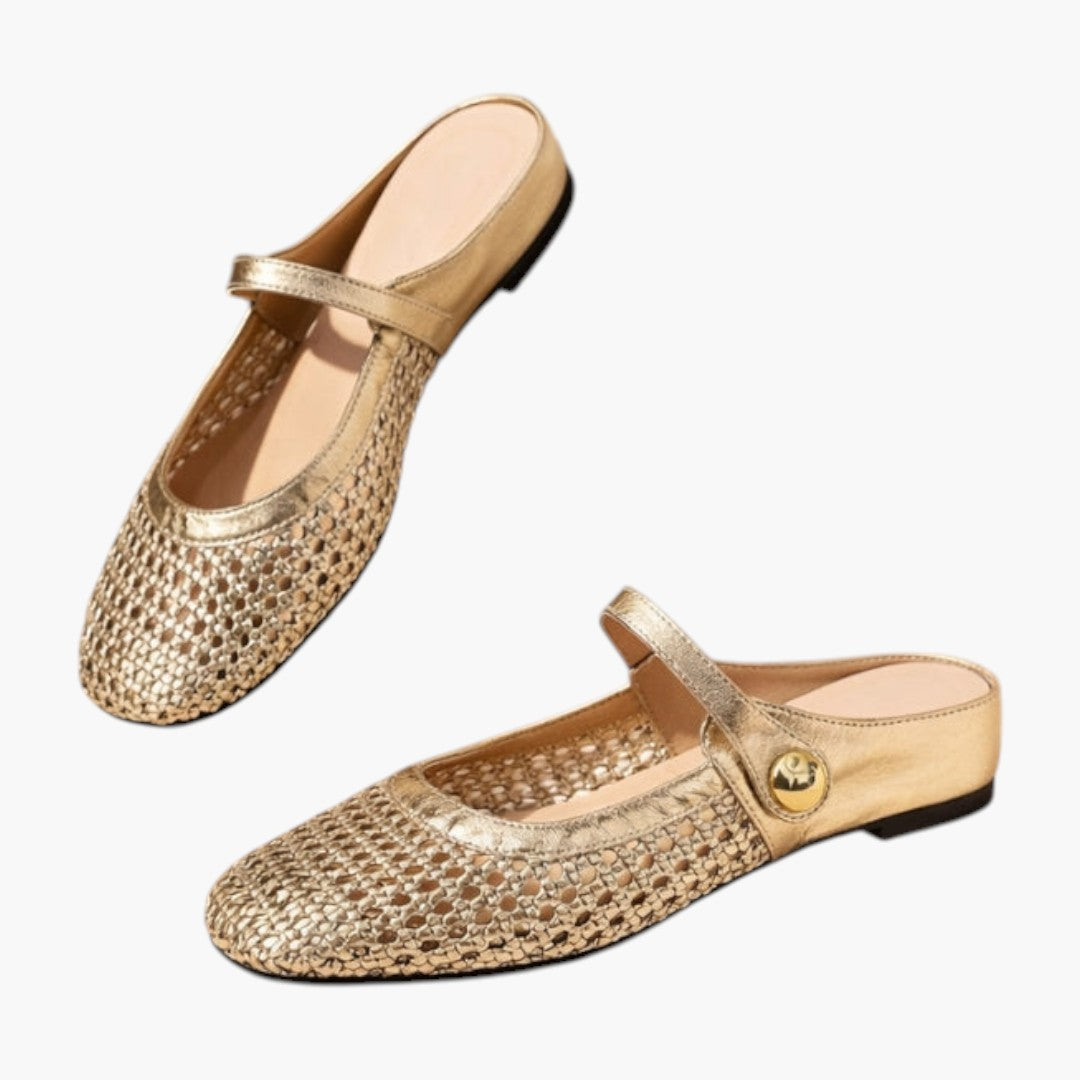 Scarpe mule da donna con tomaia intrecciata e cinturino