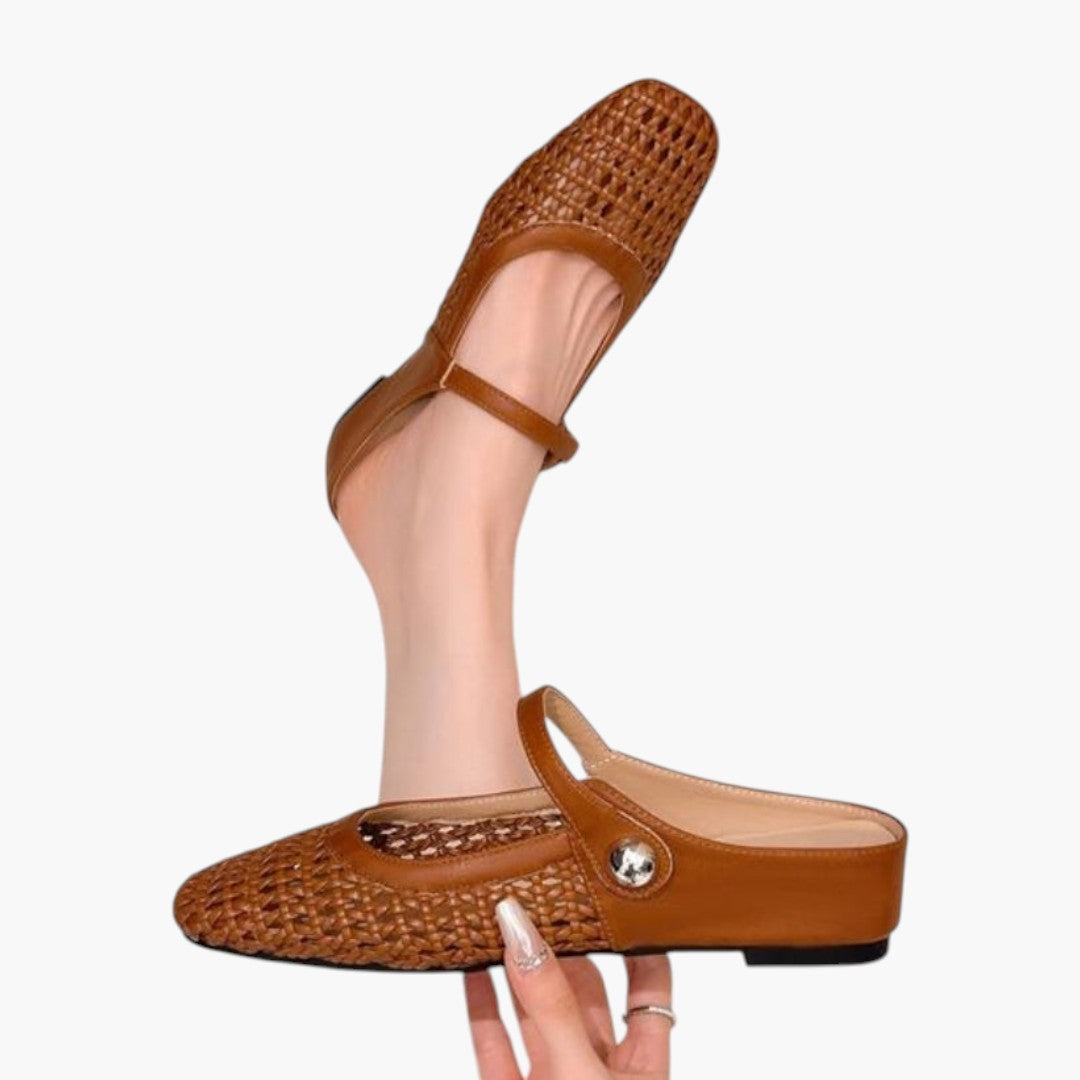Scarpe mule da donna con tomaia intrecciata e cinturino