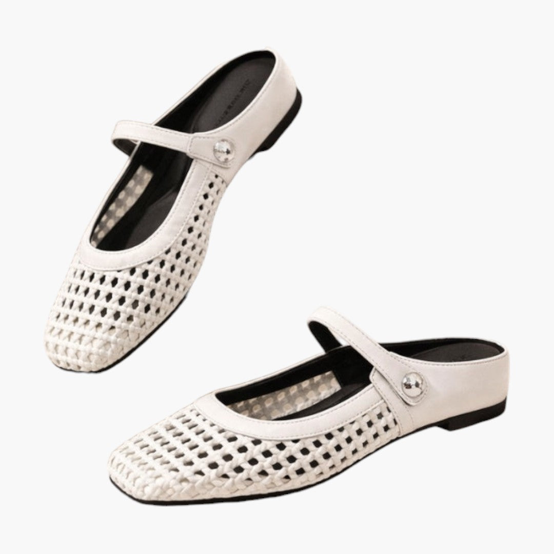 Scarpe mule da donna con tomaia intrecciata e cinturino