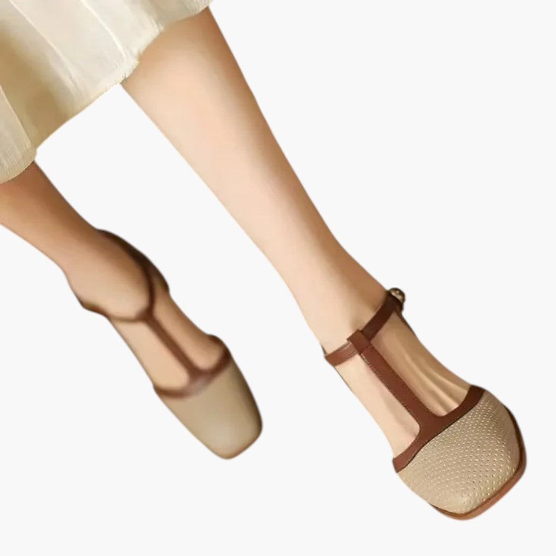 Chaussures à Talons Moyens Femmes avec Bout Carré et Sangle T