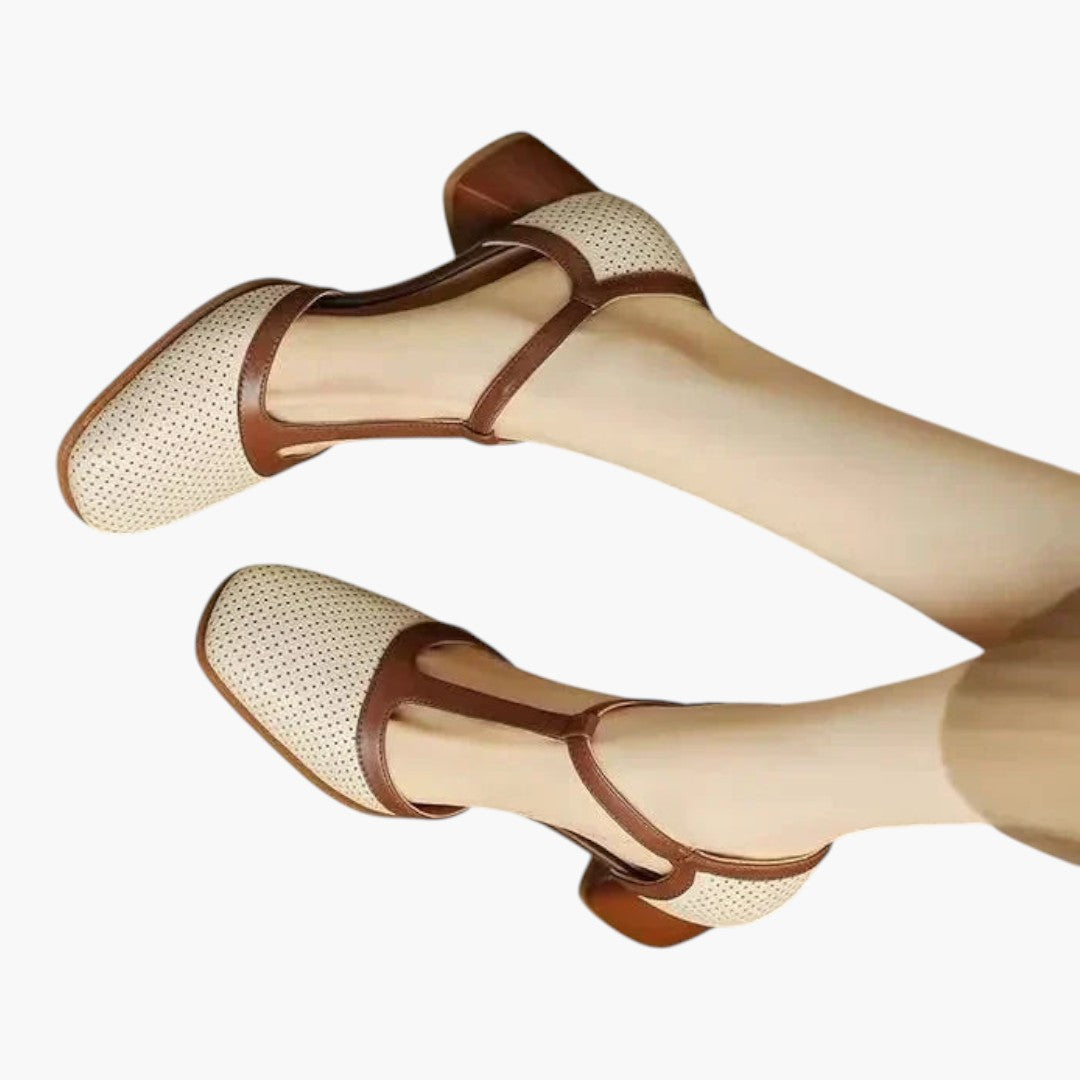 Chaussures à Talons Moyens Femmes avec Bout Carré et Sangle T