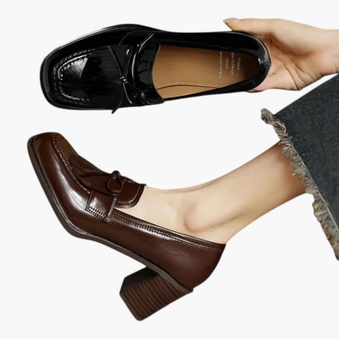 Scarpe con tacco a blocco da donna con suola in gomma