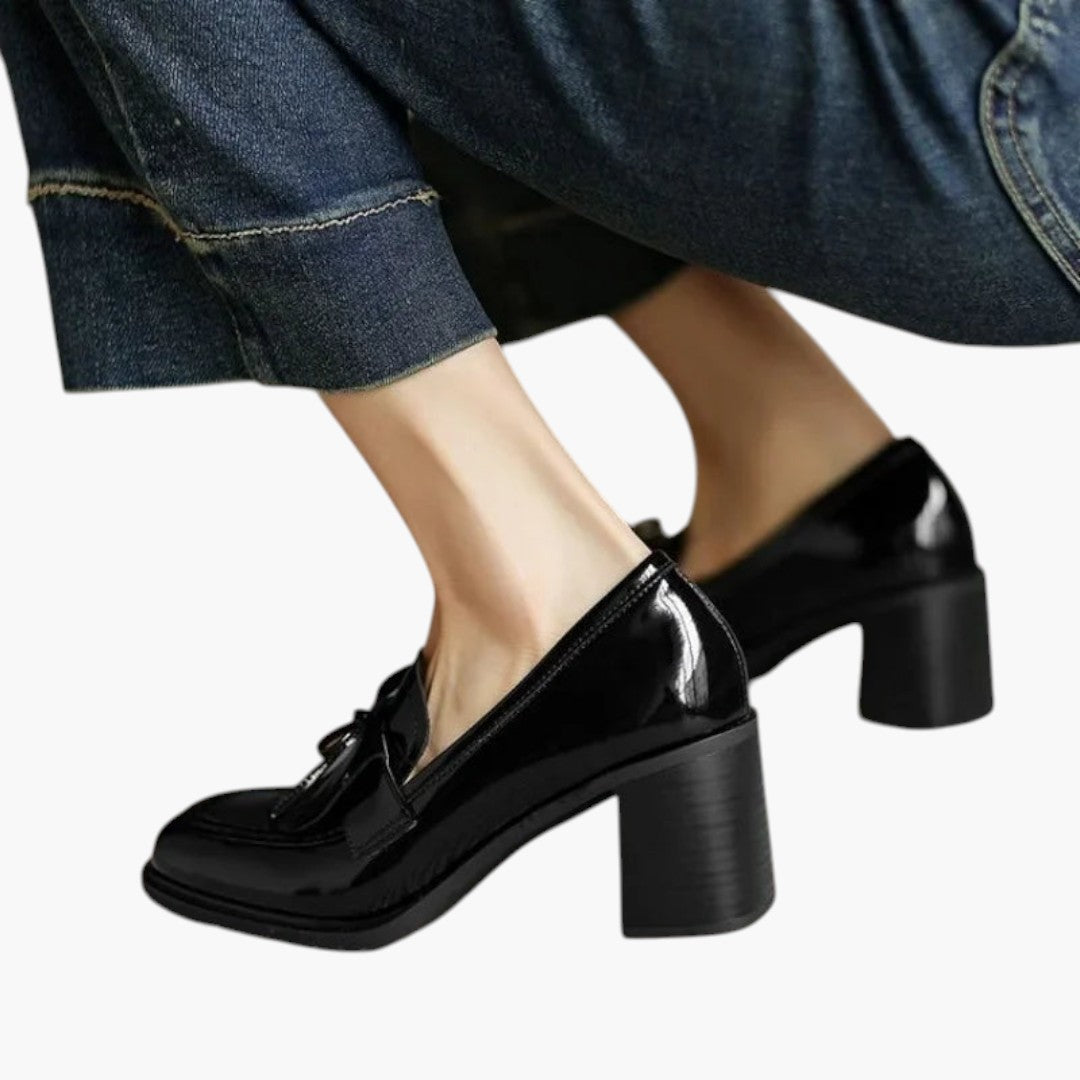 Scarpe con tacco a blocco da donna con suola in gomma