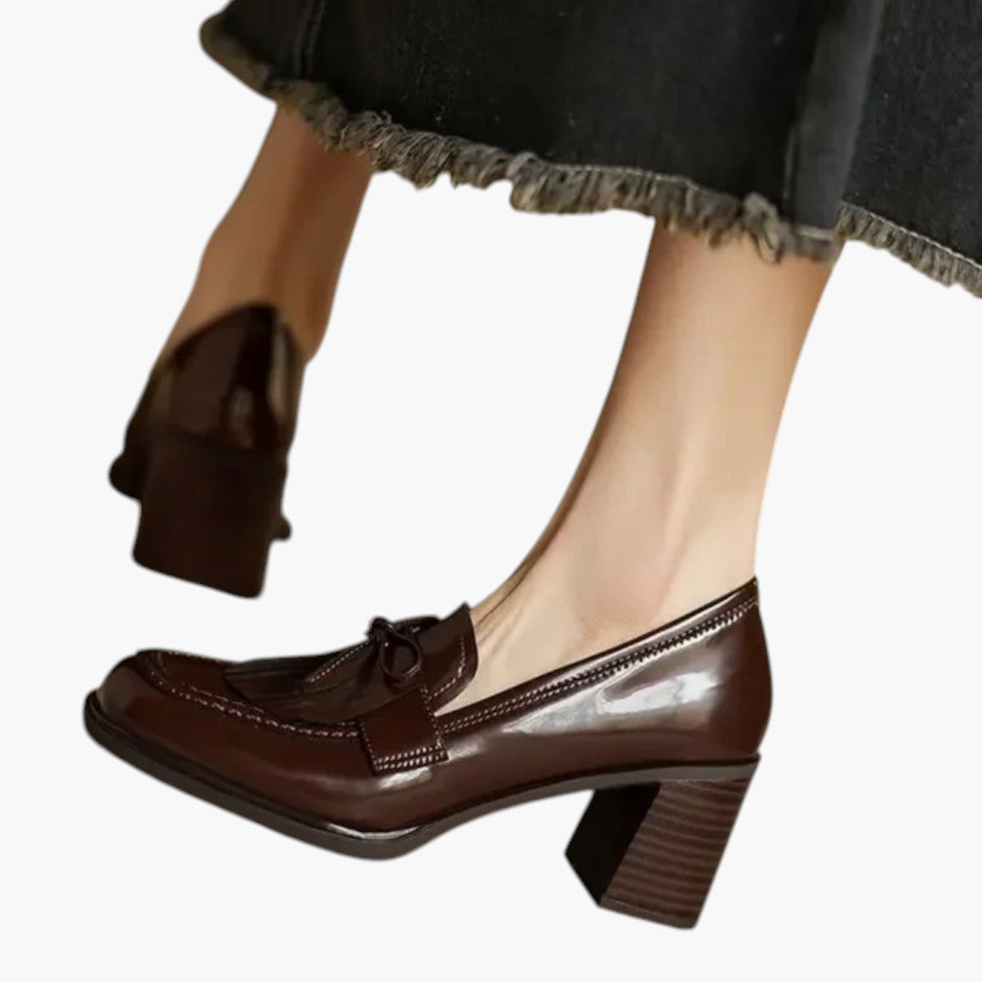 Scarpe con tacco a blocco da donna con suola in gomma