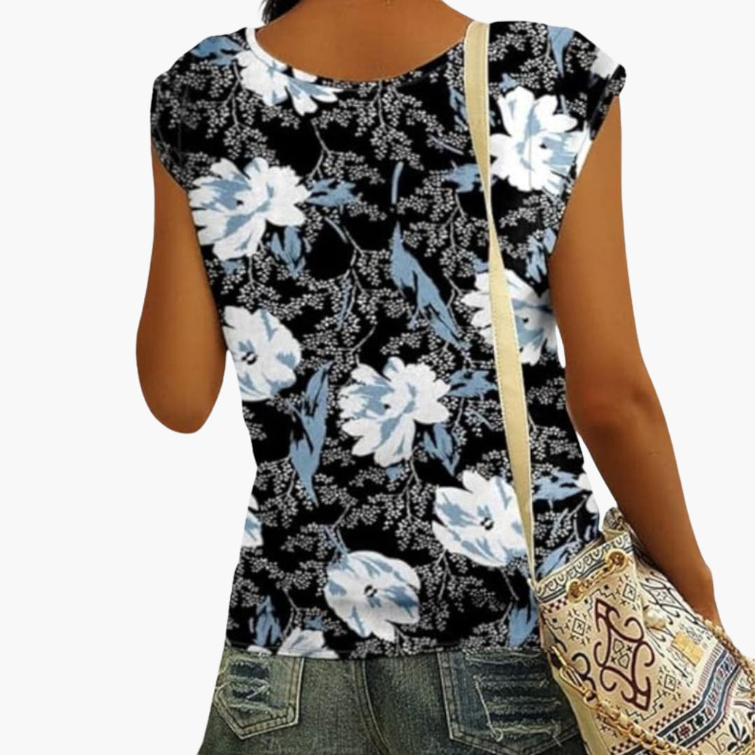Women's Shirt with V-Neck and Short Kimono Sleeves