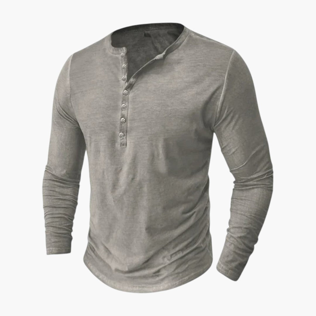 Men's Henley Shirt with Buttoned Placket