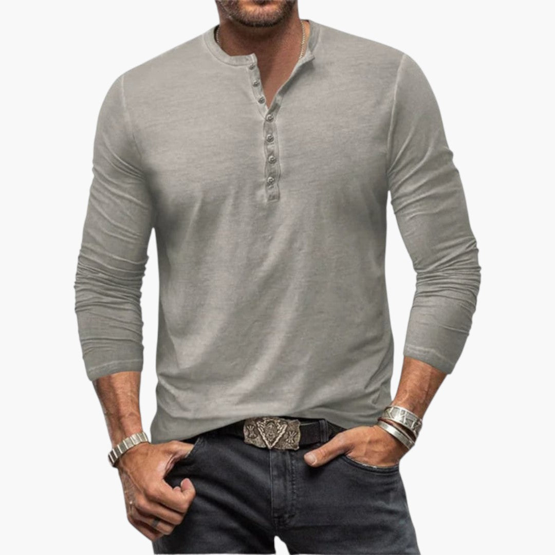 Men's Henley Shirt with Buttoned Placket