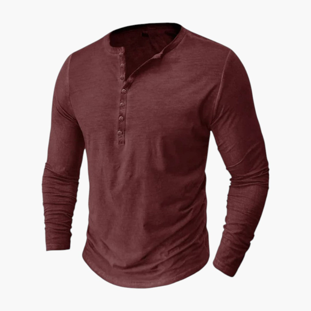Men's Henley Shirt with Buttoned Placket