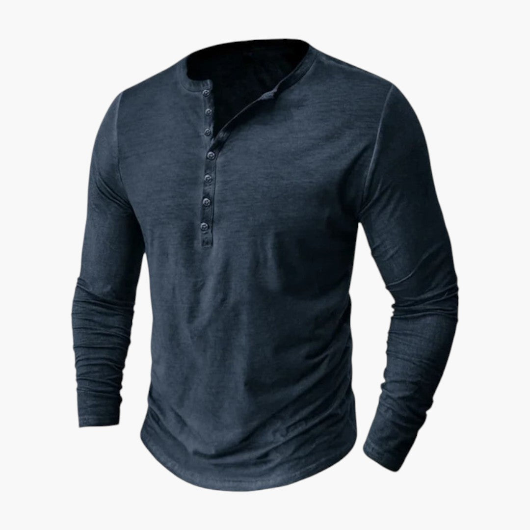 Men's Henley Shirt with Buttoned Placket