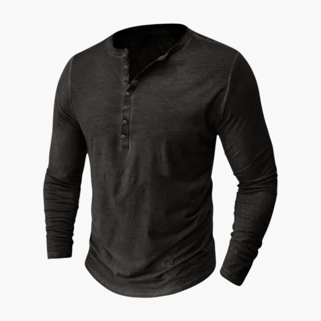 Men's Henley Shirt with Buttoned Placket