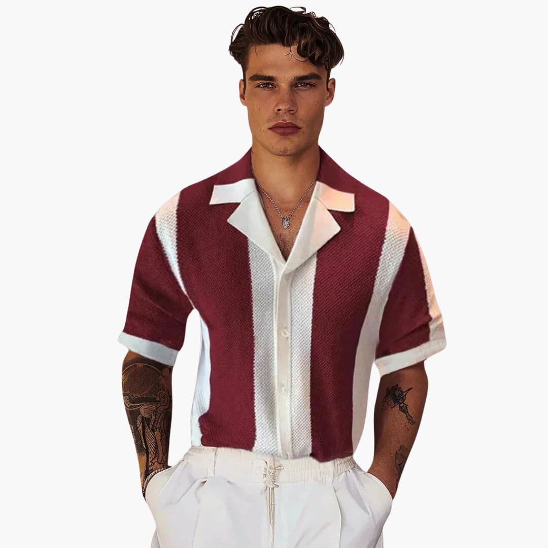 Chemise Homme Manches Courtes à Rayures Verticales