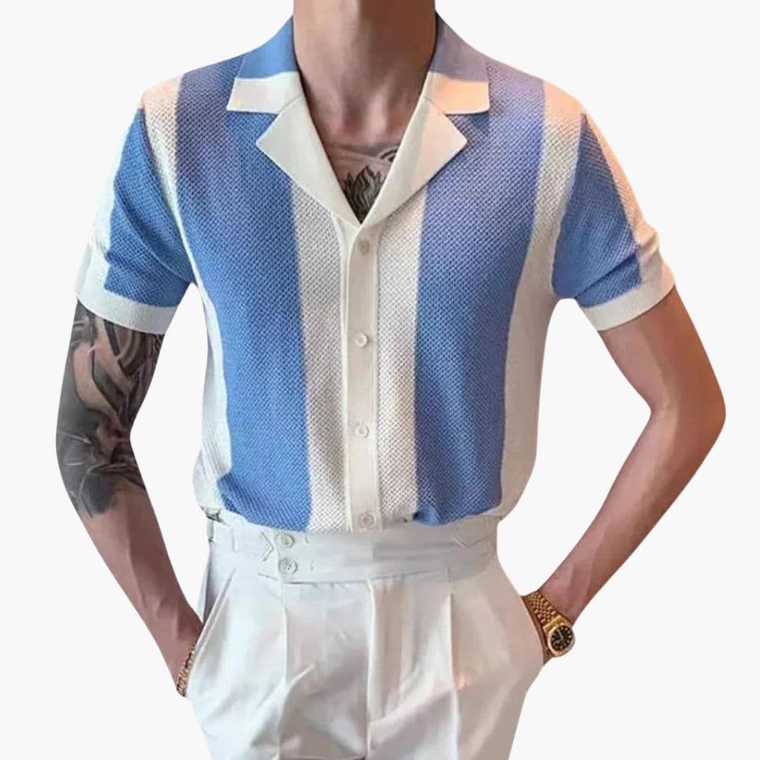 Chemise Homme Manches Courtes à Rayures Verticales